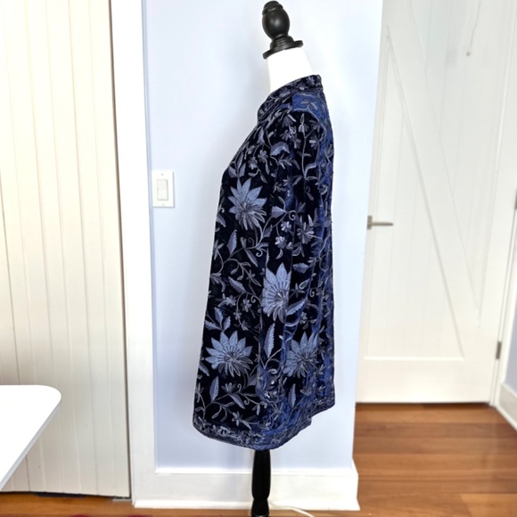 Soft Surroundings Blue Floral Embroidered Jacket - Picture 4 of 12